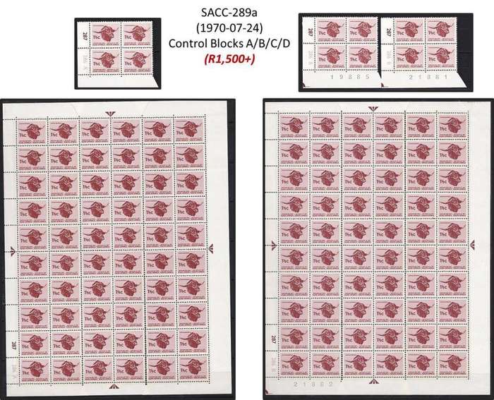 1969-71 RSA 1st Def 1½c "Afrikanerbul" Extensive (**) Study in Controls & Var. CV = R4,000+