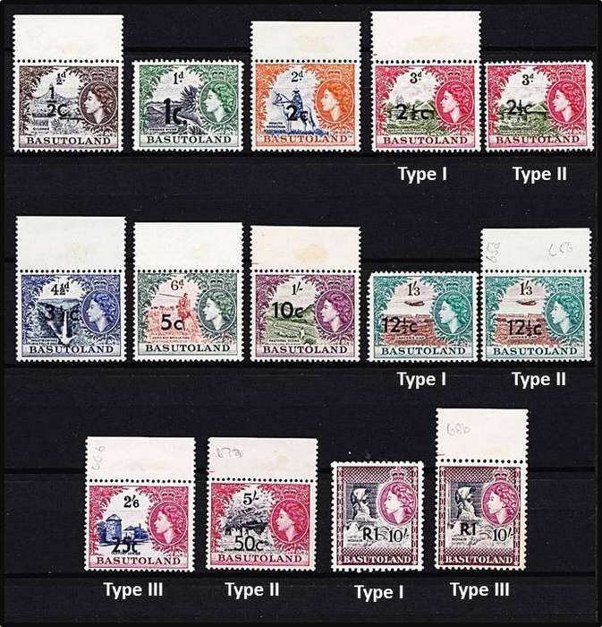 1961 Basutoland QEII Surcharged UMM (**) Set & Var - See Scans *** CV = R1,000 ***