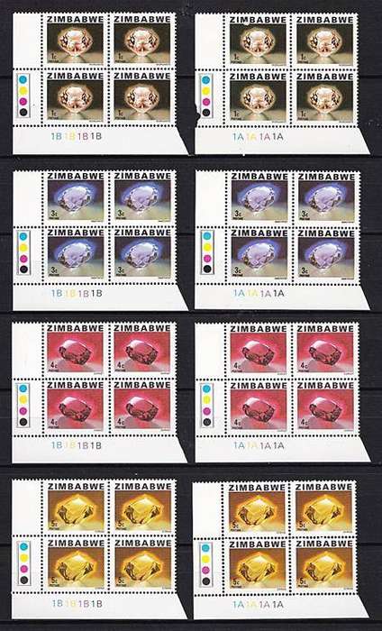 1980 Zimbabwe UMM (**) Full Set in A & B Controls Including High Value 40c A/B *** CV = $200+++  ***