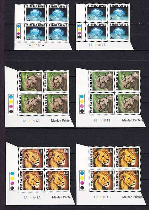 1980 Zimbabwe UMM (**) Full Set in A & B Controls Including High Value 40c A/B *** CV = $200+++  ***