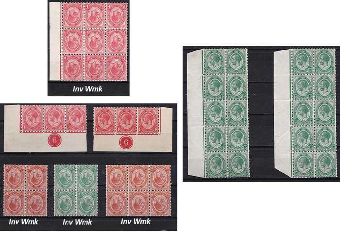 1913 KGV Union of South Africa UMM/MM Numbered-, Multiple- & Marginal Blocks *** CV = R3,000++ ***