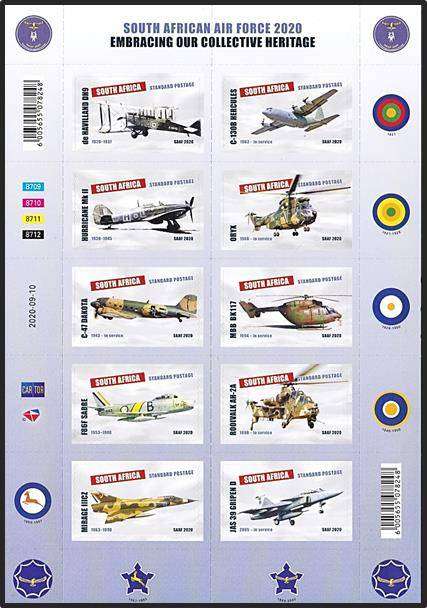 *** 2020 *** RSA Self Adhesive MS - "SOUTH AFRICAN AIR FORCE 2020" (10 x Std Postage Rate)