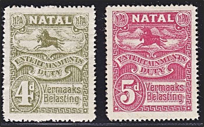 Natal Entertainment Tax 4d Mint/No Gum & 5d UMM(**)/Gum Crease *** SCARCE LOT ***