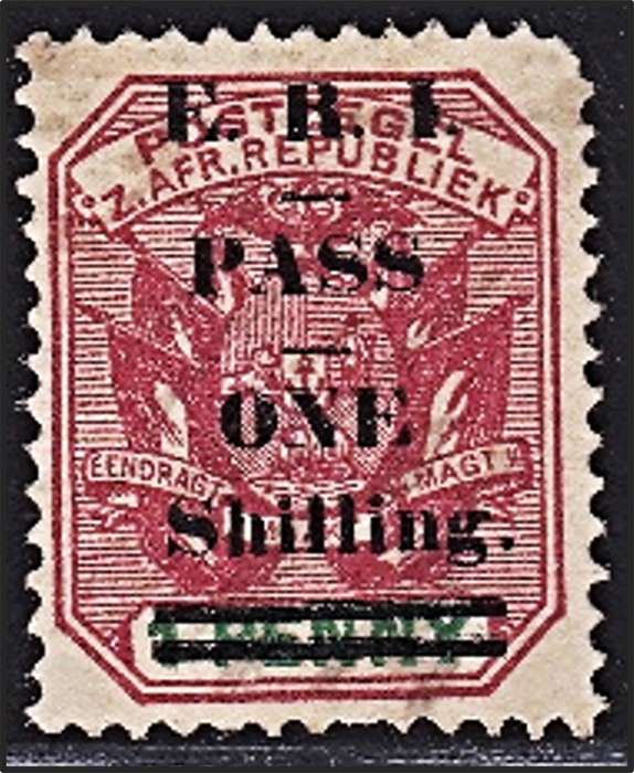 1900 ZAR E.R.I. 1/- PASS Surcharged Used - V/Scarce