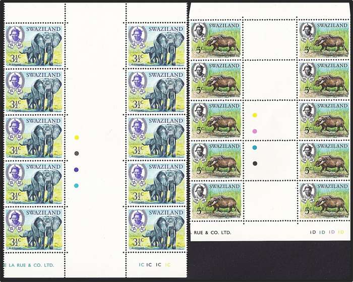 1969 Swaziland Wild Animals to 15c  Plate-,Inscriptional- & Gutter Blocks @ CV  R2,500+