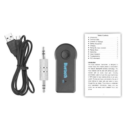 Universal 3.5mm jack Bluetooth Car Kit Hands free Music Audio Receiver Adapter Auto AUX Kit for Spea