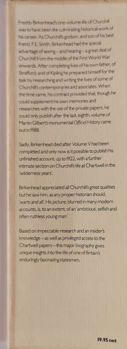 CHURCHILL 1874-1922 by godson Earl of Birkenhead (ed) Sir John Colville