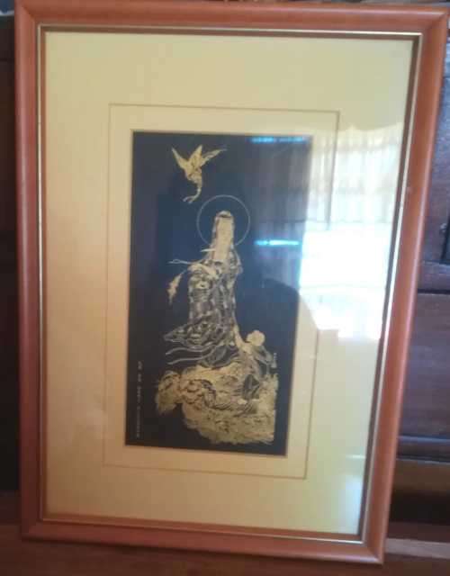 Framed Chinese Gold embossing on Black background.