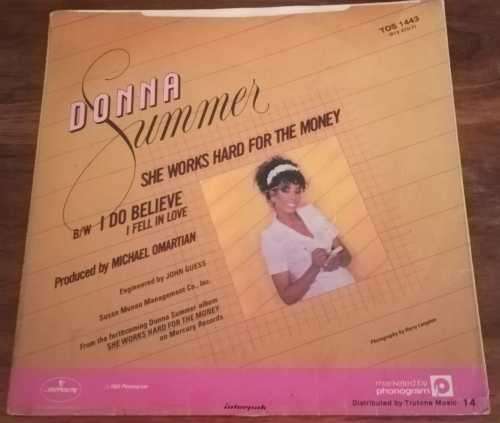 DONNA SUMMER- SHE WORKS HARD FOR HER MONEY 45RPM RECORD
