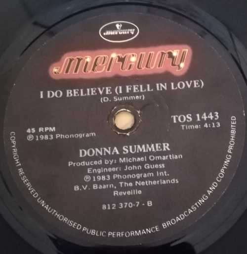 DONNA SUMMER- SHE WORKS HARD FOR HER MONEY 45RPM RECORD