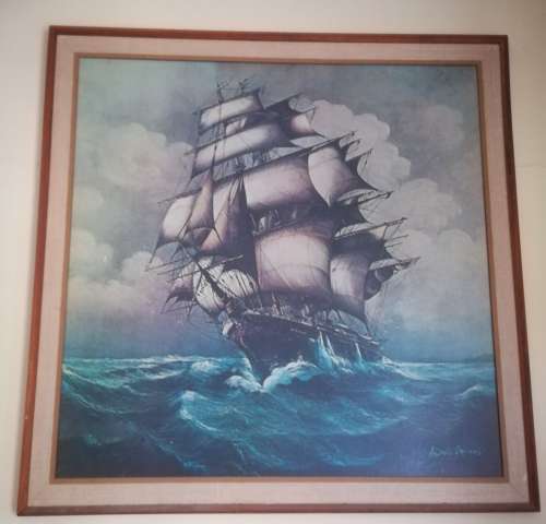 Rare Signed Andres Orpinas Original Three Dimensional Ship. Mid 1900s