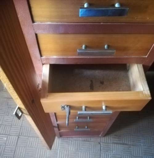 Vintage Pine  Stationary Cupboard. Height 97cm. Width 53cm. Length 79cm. Lockable.