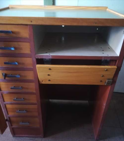 Vintage Pine  Stationary Cupboard. Height 97cm. Width 53cm. Length 79cm. Lockable.