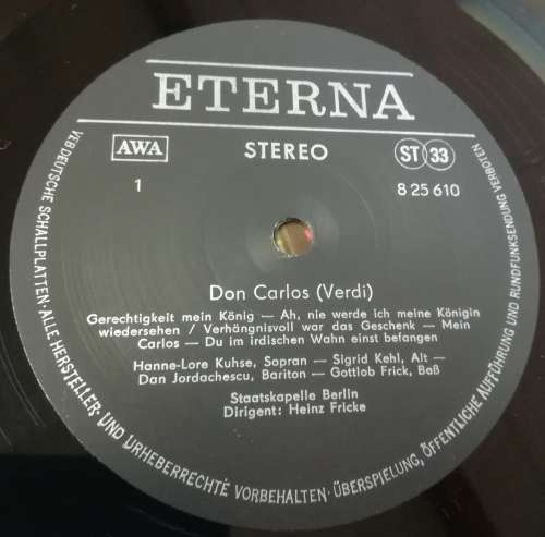 GROSSE OPER - DON CARLOS ST 33 RECORD