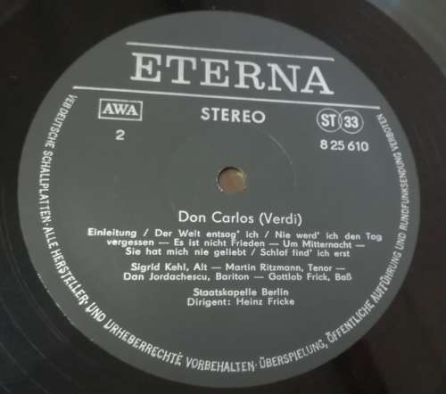 GROSSE OPER - DON CARLOS ST 33 RECORD