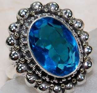 Lovely Ocean Quartz 925 Sterling Silver Ring Sz 6.5