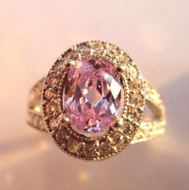 Lilac Amethyst and white topaz set in 925 SOLID STERLING SILVER size 7.25