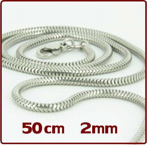 Exquisite 2mm Thick 925 STERLING SILVER SNAKE Chain - 50cm - 20" Long
