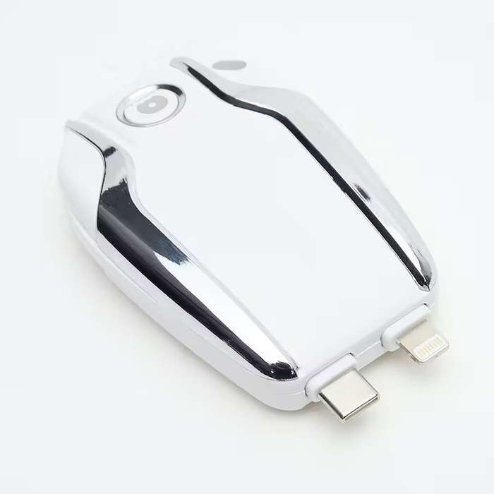 1500mAh Emergency Power Bank with Light IPHONE & TYPE-C - White