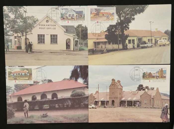 Maxi Cards / Post Cards Set Of 4 Transkei Post Offices in Transkei 1983