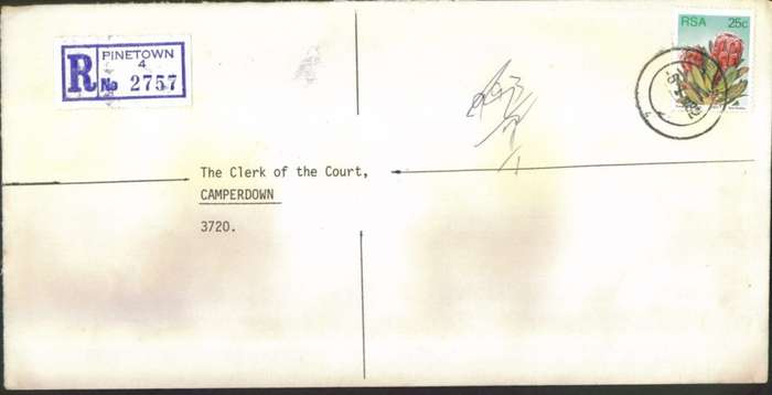 Postal History RSA Pinetown