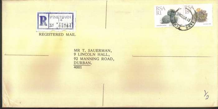 Postal History RSA Pinetown