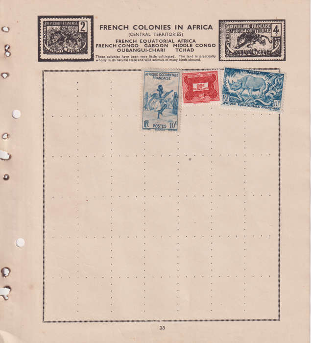 Stamps on paper French Colonies