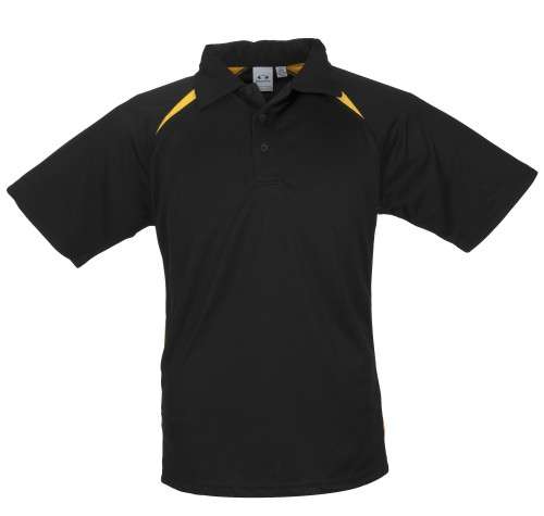 Biz Collection Splice Mens Golf Shirt - Black with Yellow (BIZ-3610)