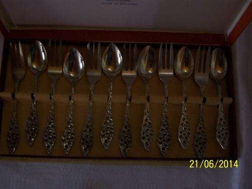 Nickel-Silver Cake Forks and Teaspoons.