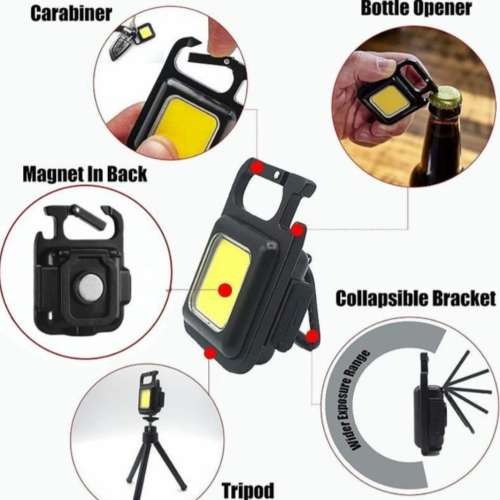COB Rechargeable Keychain Light with Bottle Opener Twin Pack
