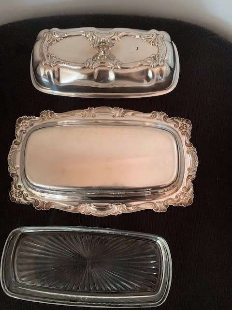 Silver Plated Butter Dish with Glass Liner