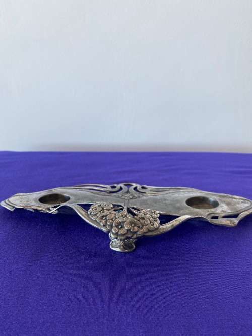 WMF GERMAN ART NOUVEAU INKWELL STAND MISSING GLASS LINERS