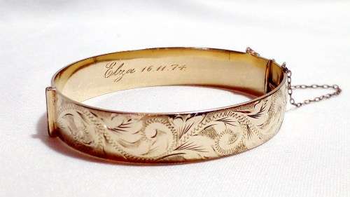 Vintage 9ct Gold on Bronze Metal Core bangle