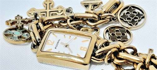 Fossil Cross charm bracelet watch
