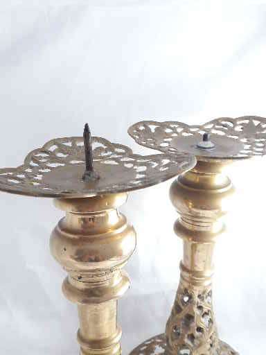 Vintage ornate brass candle holders