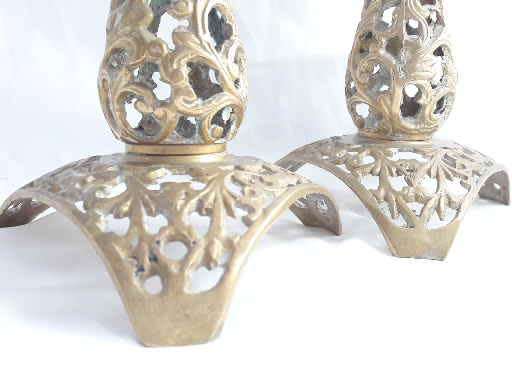 Vintage ornate brass candle holders