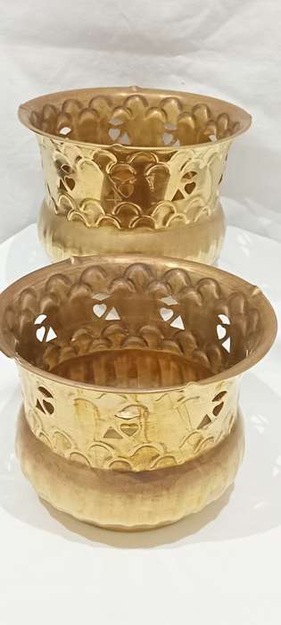 Vintage brass on copper planters