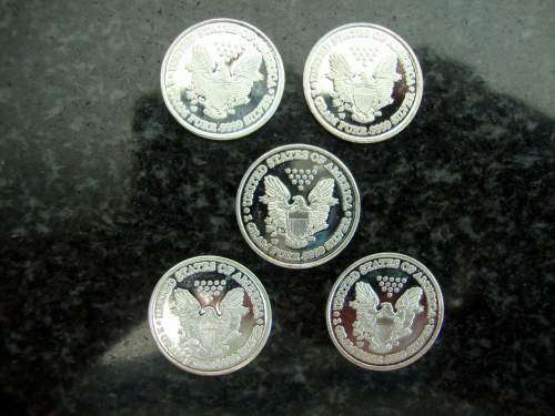 Lot of .999 Silver American Liberty 1 Gram Coins - 5x Coins - One bid takes all.
