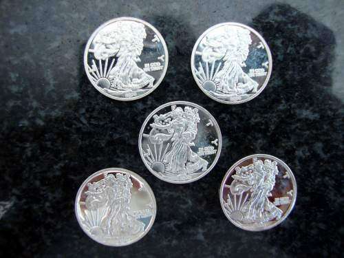 Lot of .999 Silver American Liberty 1 Gram Coins - 5x Coins - One bid takes all.