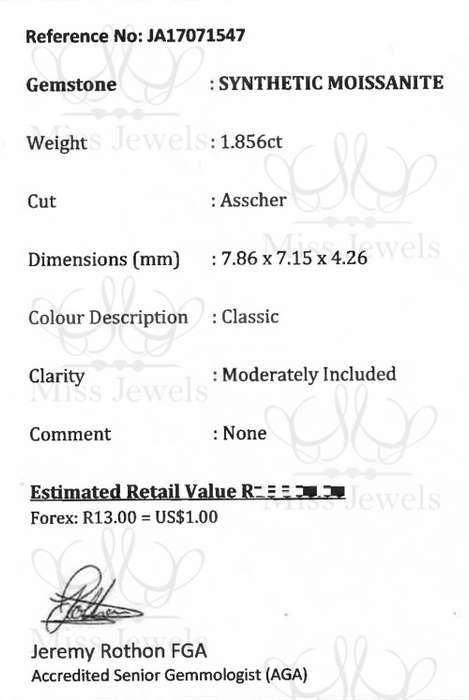 1.856ct Classic Asscher Moissanite