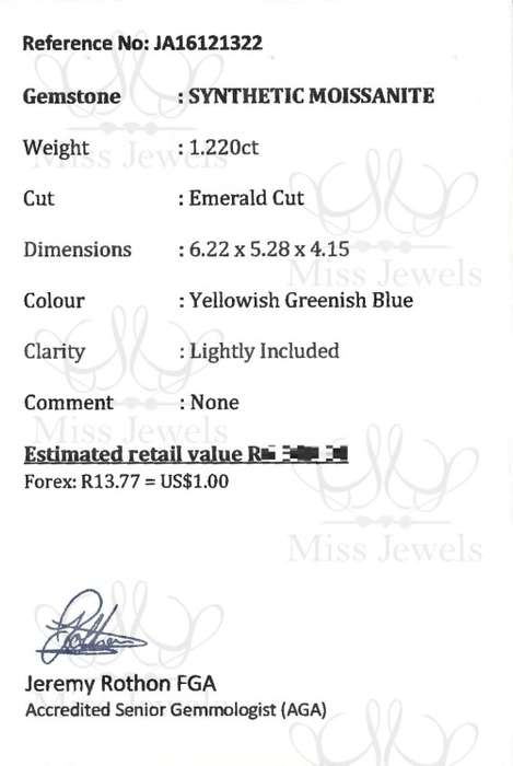 1.22ct Yellowish Greenish Blue Moissanite