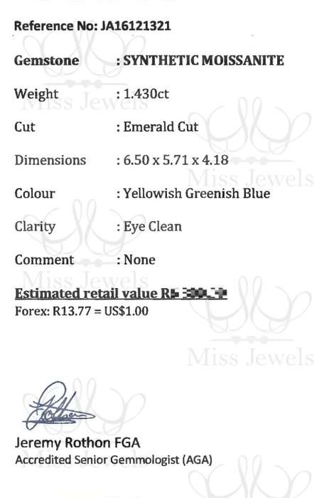 1.43ct Yellowish Greenish Blue Moissanite
