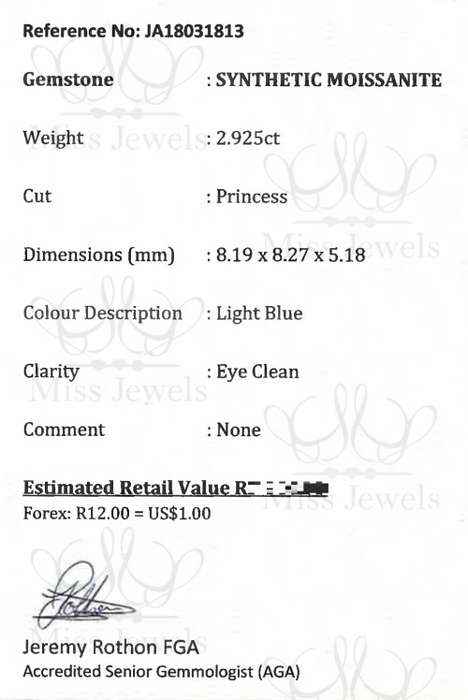 2.925ct Light Blue Moissanite