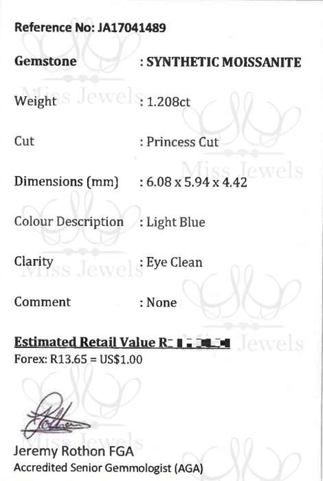 1.208ct Light Blue Moissanite