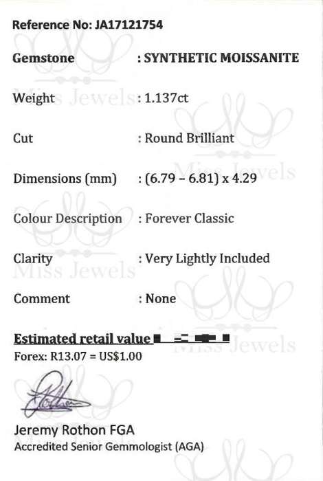 1.137ct Forever Classic Moissanite