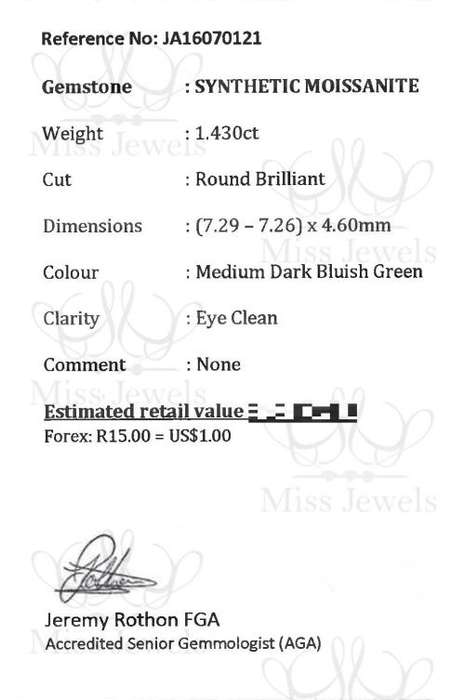 1.43ct Bluish Green Moissanite