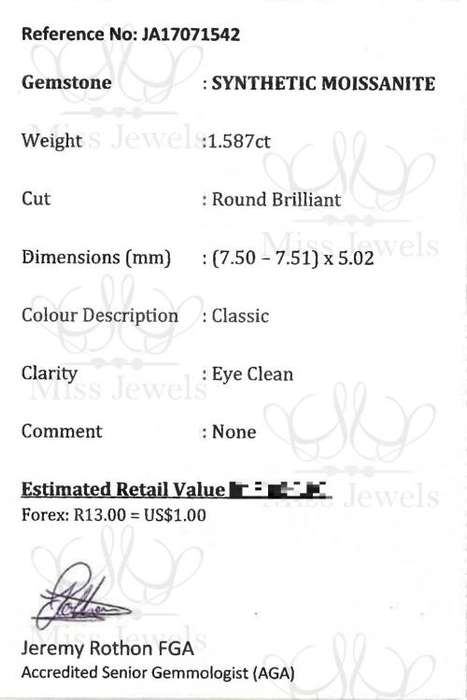 1.587ct Classic Moissanite