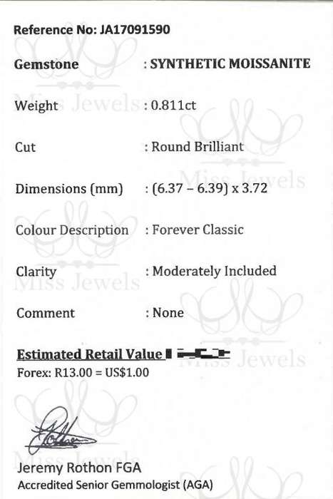 0.811ct Forever Classic Moissanite