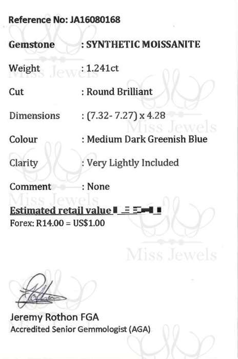 1.241ct Greenish Blue Moissanite