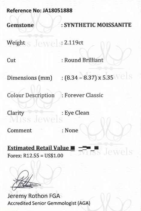 2.119ct Forever Classic Moissanite Stone